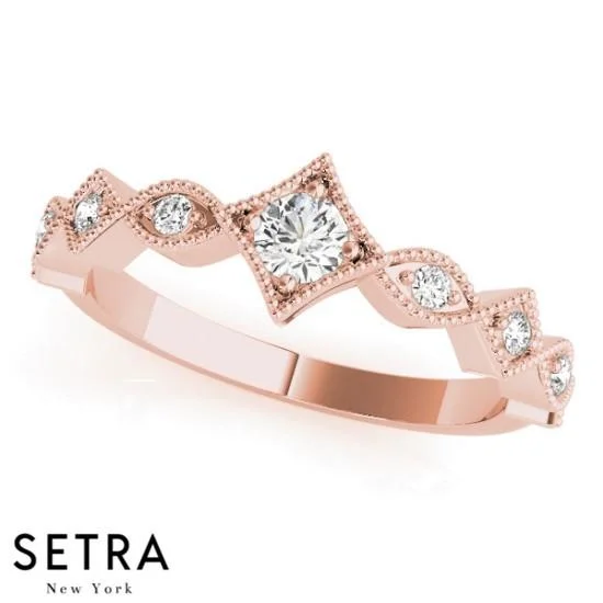 14K FINE ROSE GOLD STACKABLE DIAMOND RING