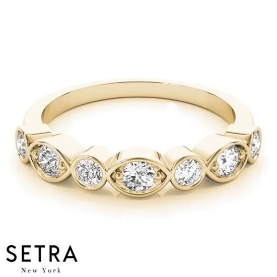 14K YELLOW GOLD WITH ILLUSION MARQUISE & ROUND SETTING DIAMOND BAND