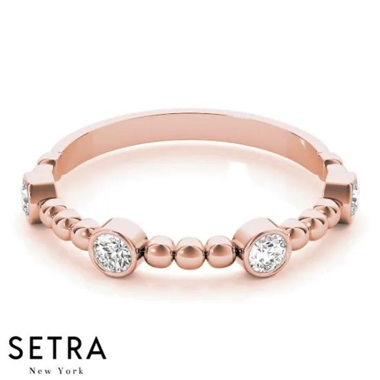 18K FINE ROSE GOLD DIAMOND BAND RING