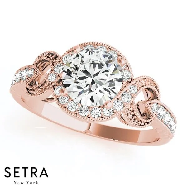 ETERNAL LOVE  18K FINE ROSE GOLD DIAMONDS VINTAGE STYLE ENGAGEMENT RINGS