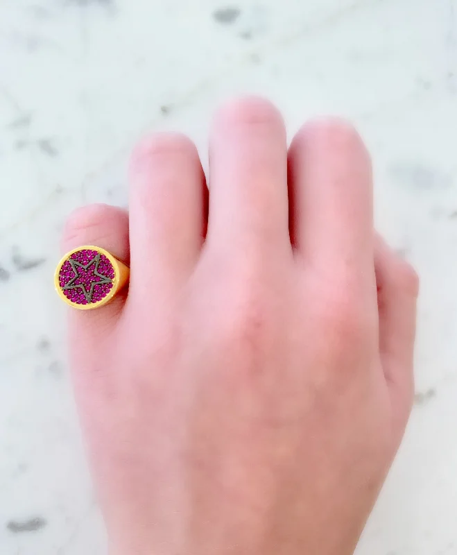 Pink Pinky Star Ring