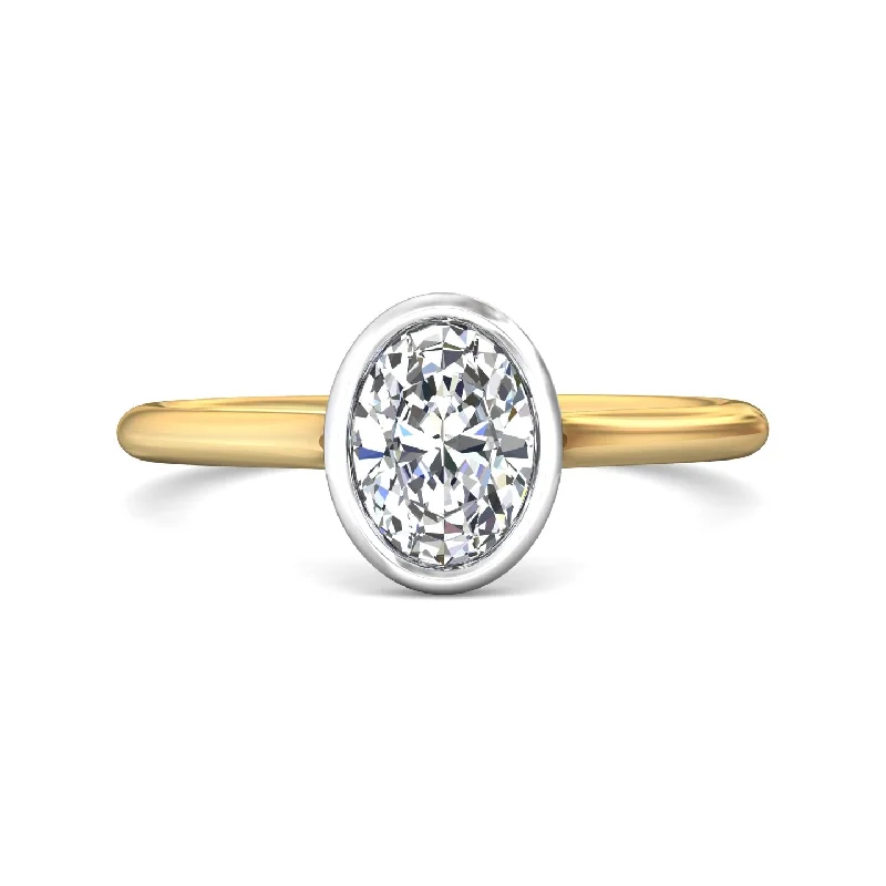 14K Bezel Set Oval Diamond Solitaire