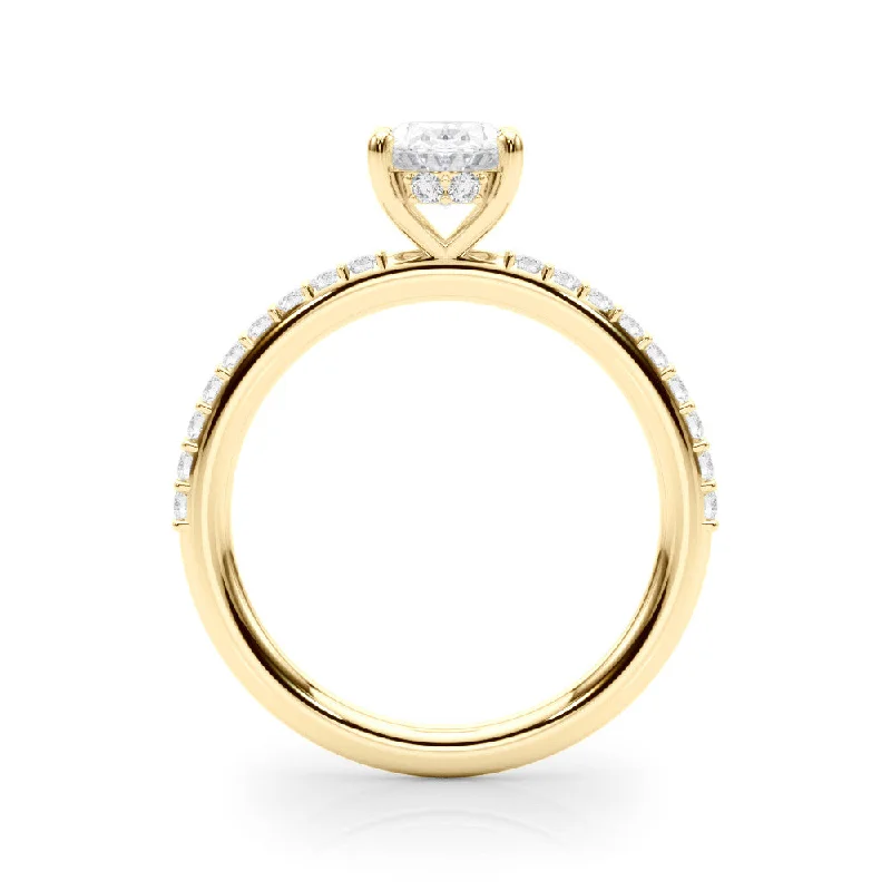 14k Gold Hidden Halo Oval Cut Engagement Ring