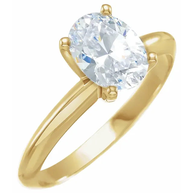 14K Gold Oval Solitaire Engagement Ring Mounting