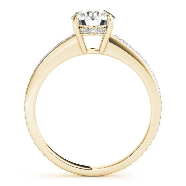 14k Gold Round Diamond Hidden Halo Engagement Ring