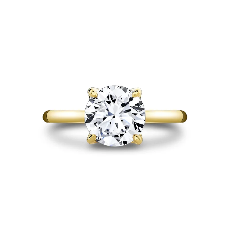 14K Yellow Gold 'Chrys' Hidden Halo Round Diamond Engagement Ring