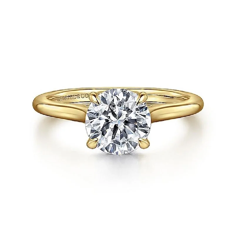 14K Yellow Gold 'Ericka' Hidden Halo Round Natural Diamonds Engagement Ring