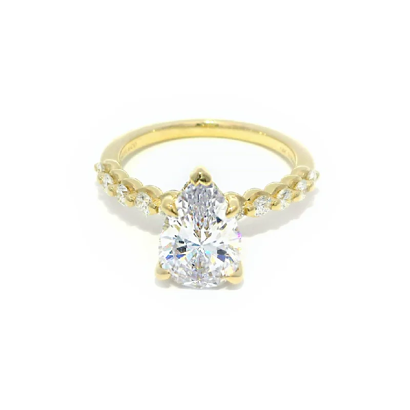 14K Yellow Gold 'Kim' Hidden Halo Pear Diamond Engagement Ring