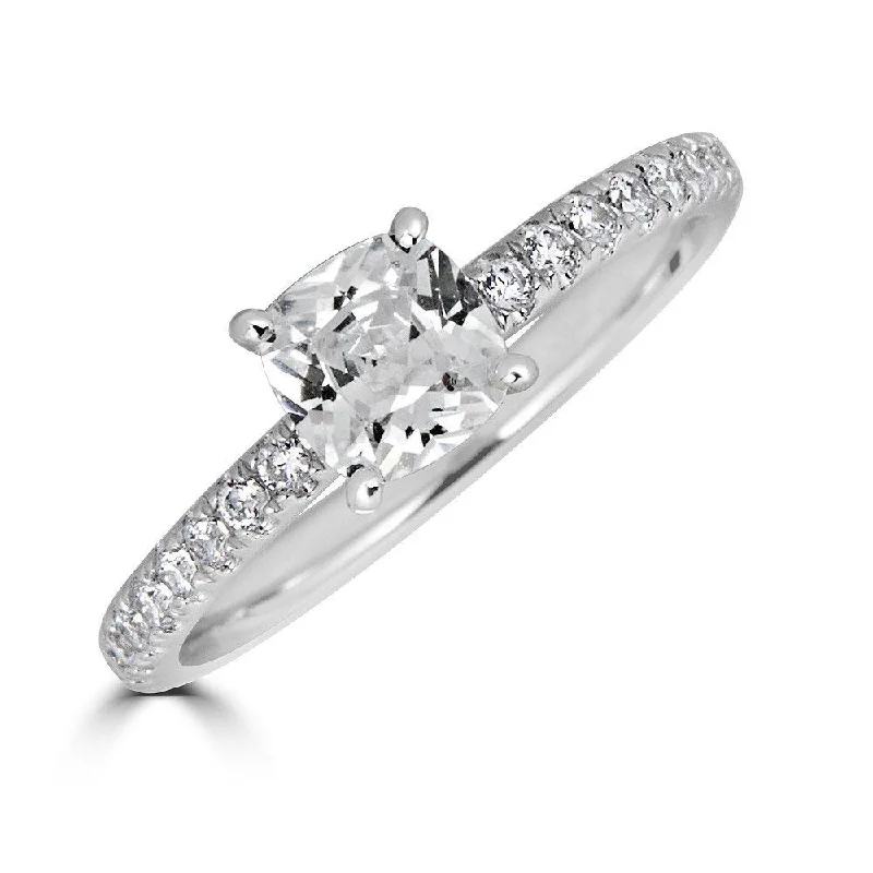 14KT Gold 1.00 CTW Cushion Cut Diamond Accent Ring