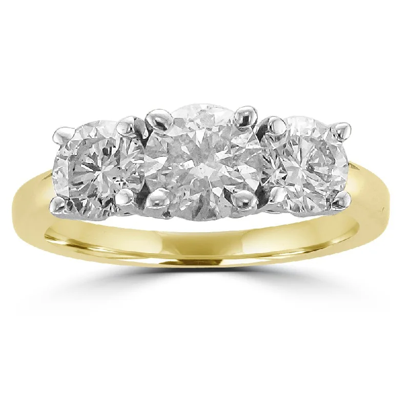 14KT Two-Tone Gold 1 1/2 CTW Diamond 3 Stone Ring