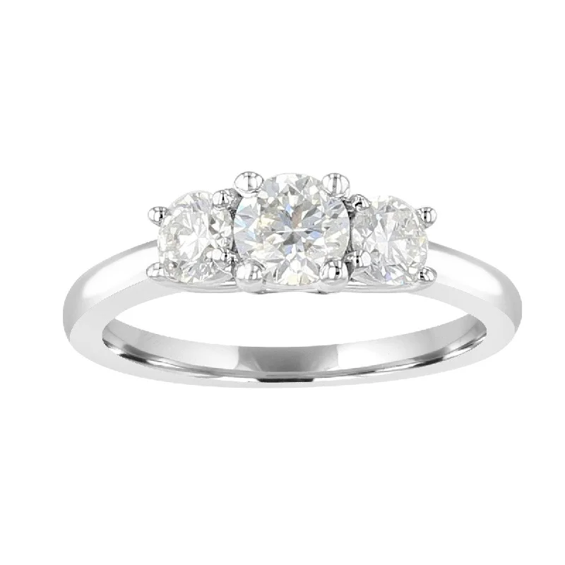 14KT WHITE 1 CARAT DIAMOND 3 STONE RING