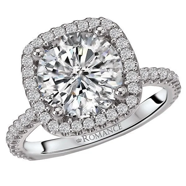 14KT 3/8 CTW Diamond Cushion Halo Setting For 3.00 CT Round/Cushion