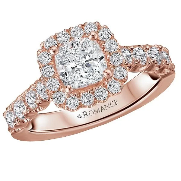 14KT GOLD 1.75 CTW DIAMOND MICRO-SET CUSHION HALO RING