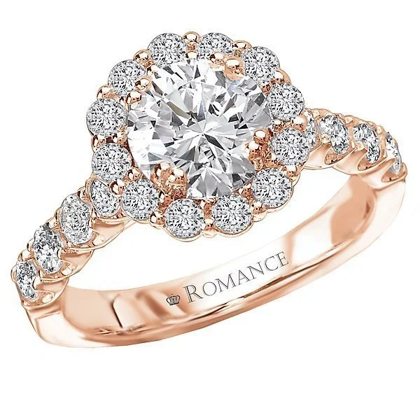 14KT GOLD 1.87 CTW DIAMOND FLORAL ROUND HALO RING