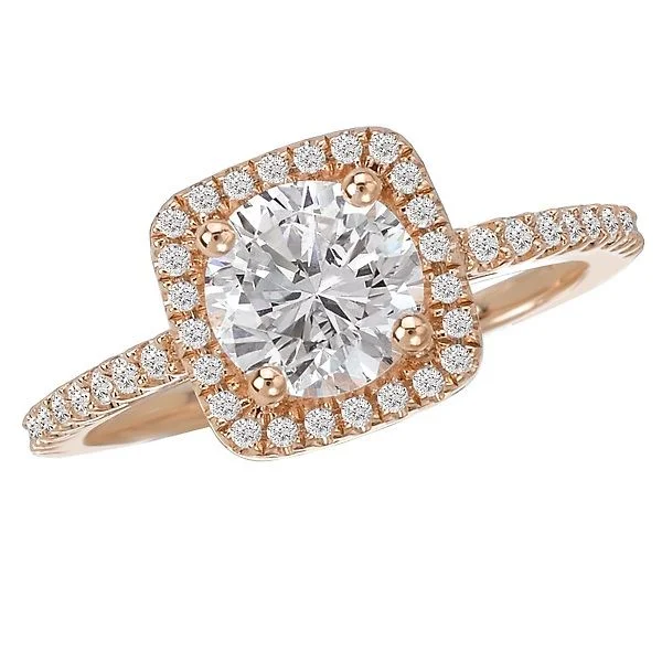 14KT ROSE GOLD 1.25 CTW ROUND CUT DIAMOND SQUARE HALO RING