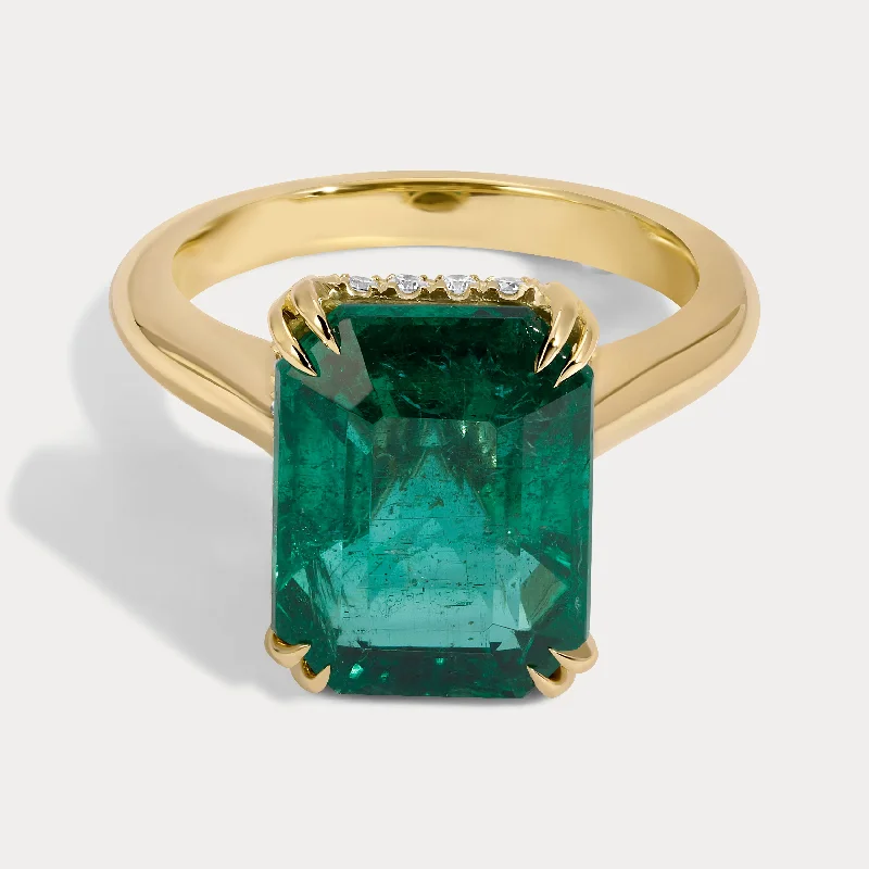 Barry - 3.29ct Emerald Cut Natural Green Emerald Ring