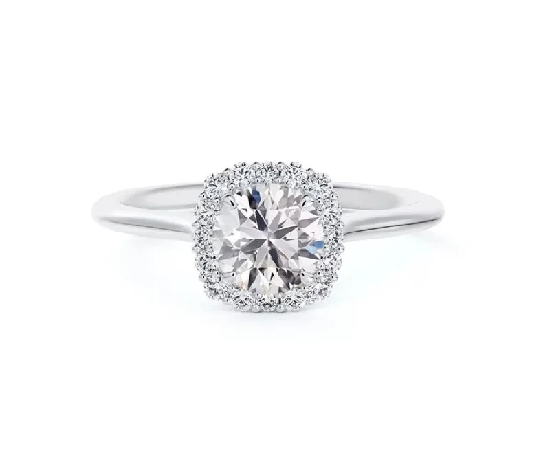 "Center of My Universe®" Round with Cushion Halo Engagement Ring