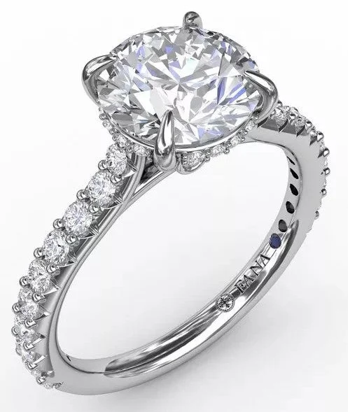 Classic Round Diamond Solitaire Engagement Ring with Hidden Halo