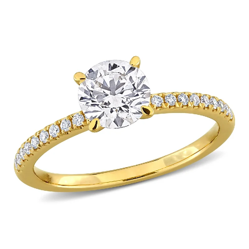 Created Forever 1 1/6ct TW Lab-Grown Diamond Solitaire Engagement Ring in 14k Yellow Gold