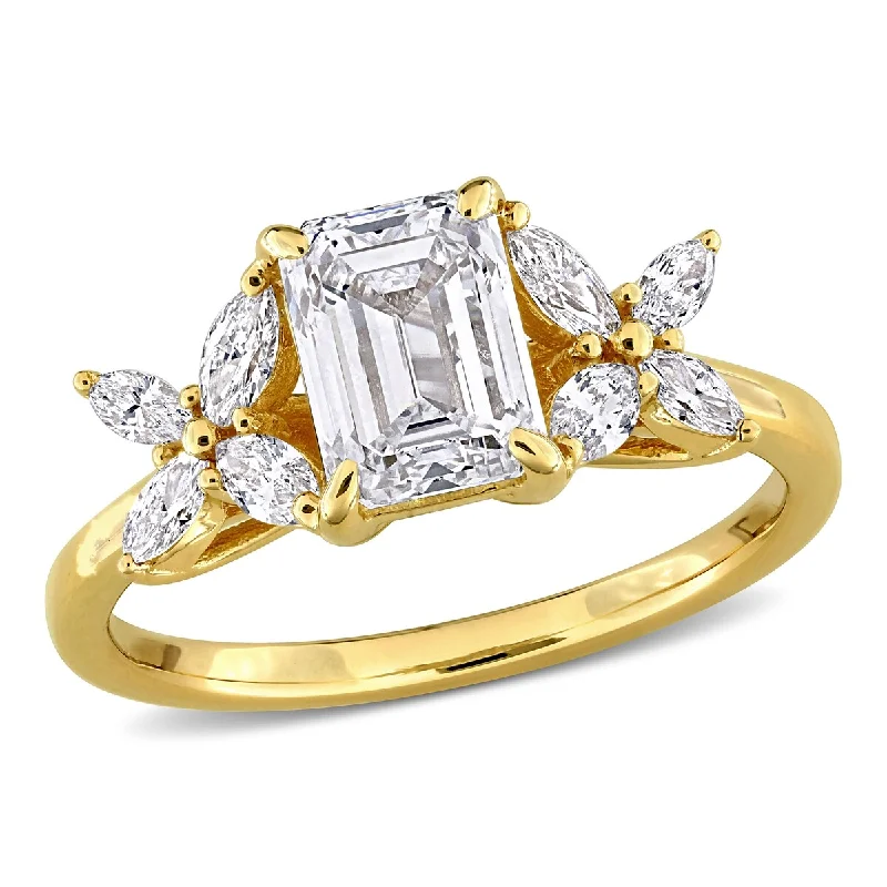 Created Forever 1 7/8ct TW Emerald Marquise-Cut Lab-Grown Diamond Engagement Ring in 14k Yellow Gold