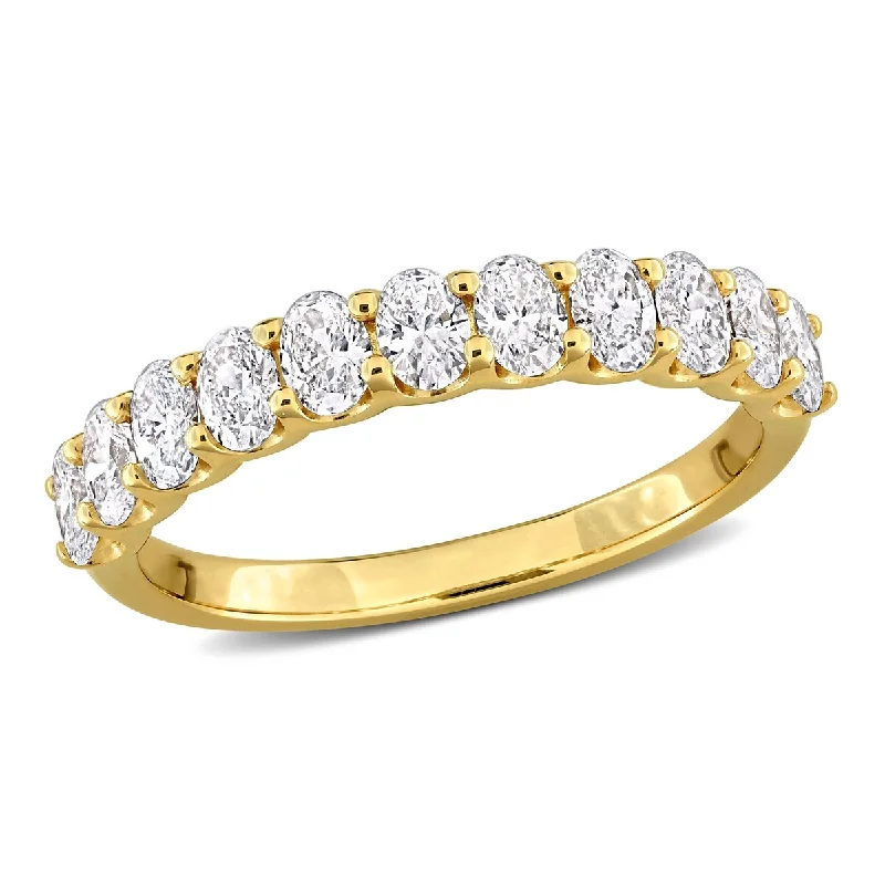 Created Forever 1ct TW Oval Lab-Grown Diamond Semi-Eternity Anniversary Band in 14k Yellow Gold