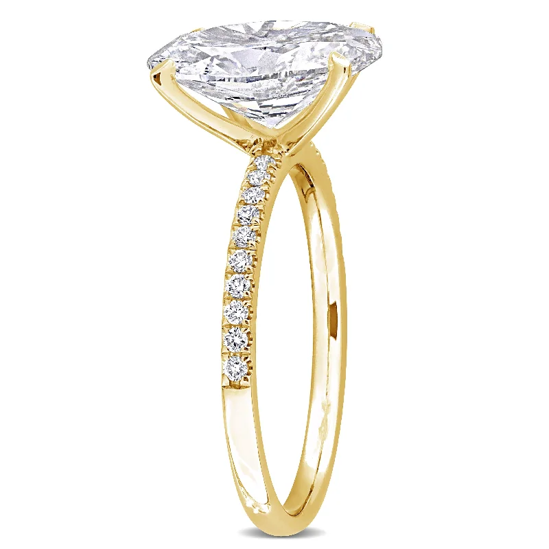 Created Forever 3 1/6ct TW Oval Lab-Grown Diamond Solitaire Engagement Ring in 14k Yellow Gold