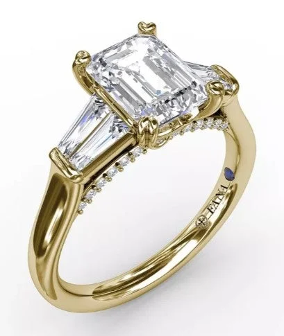 Emerald-Cut Diamond Engagement Ring With Tapered Baguette Side Stones