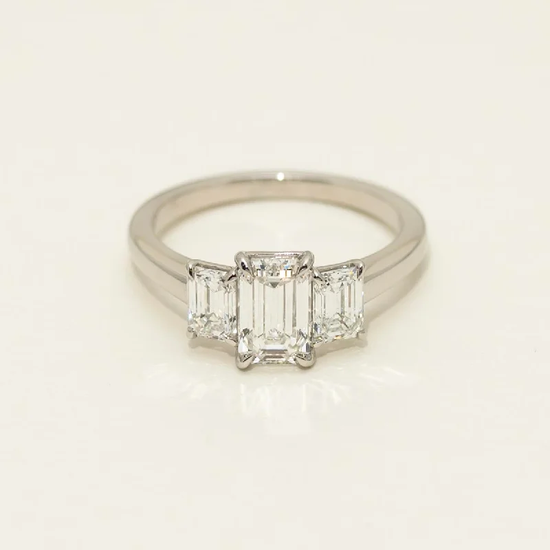 Emerald Cut Diamond Three Stone Ring in Platinum (1 3/4ct tw)