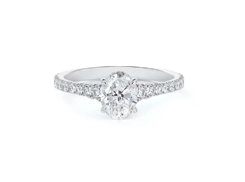 Forevermark Icon™ Setting Oval Engagement Ring with Diamond Band