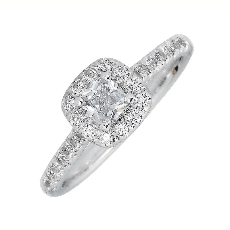 JULEVE 14KT GOLD 1/2 CTW DIAMOND CUSHION HALO RING