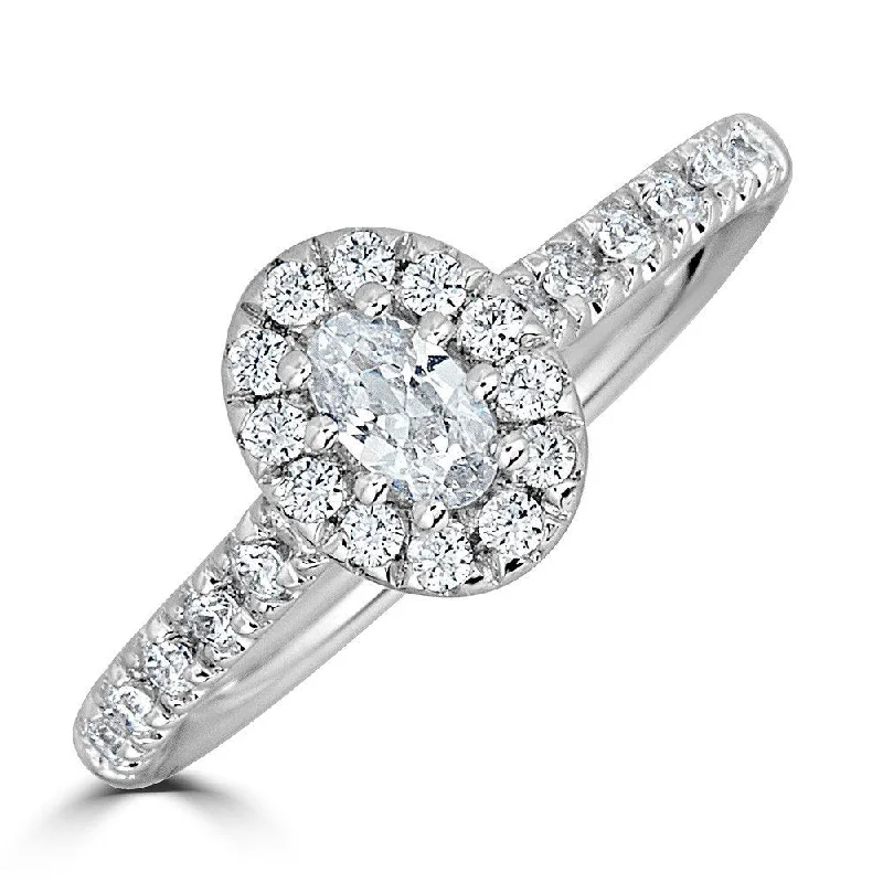 JULEVE 14KT GOLD 1/2 CTW DIAMOND OVAL HALO RING