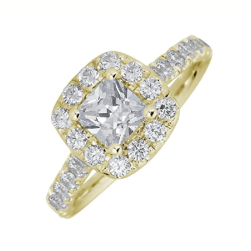 JULEVE 18KT GOLD 1.75 CTW DIAMOND CUSHION HALO RING