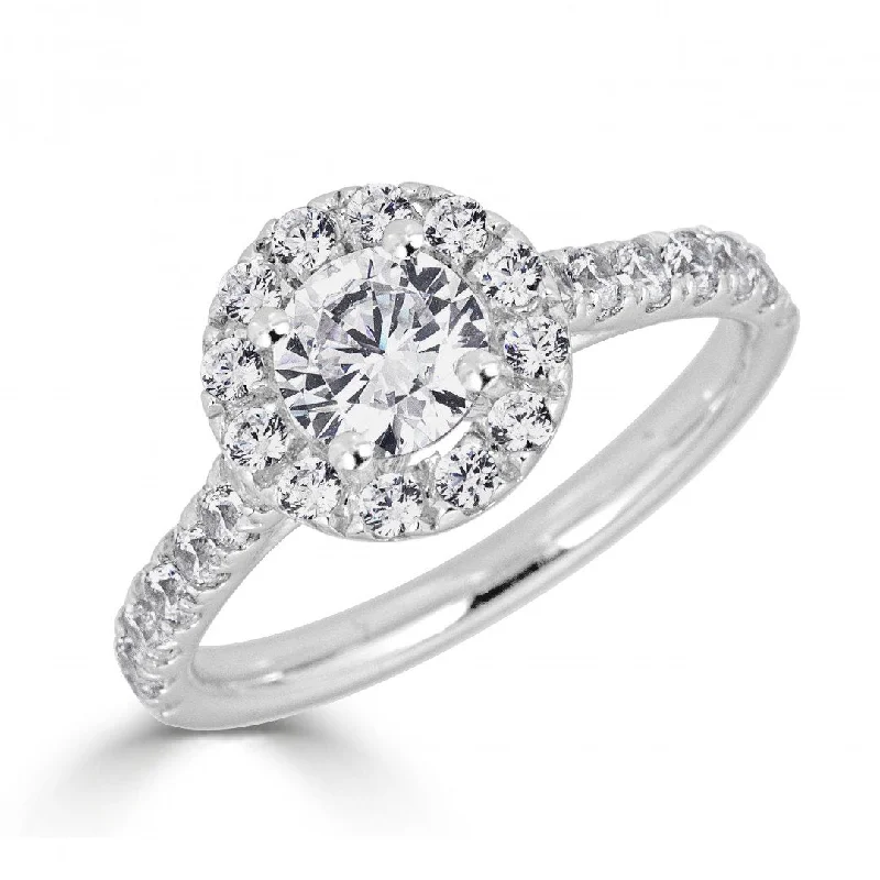 JULEVE 18KT GOLD 1.75 CTW DIAMOND ROUND HALO RING