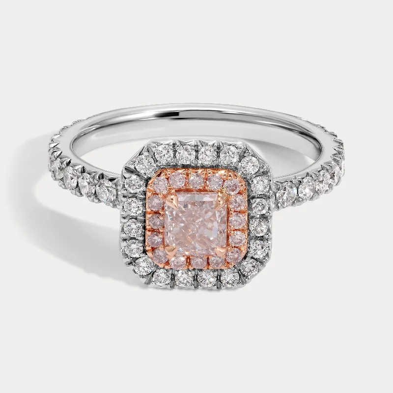 Kinsley - 0.50ct Radiant Purplish Pink Natural Diamond Ring