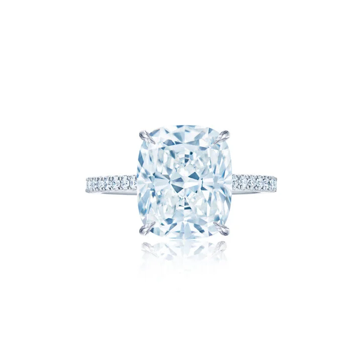 Kwiat Cushion™ Diamond Engagement Ring with a Thin Pavé Diamond Band