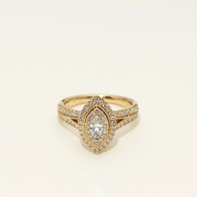 Marquise Diamond Halo Engagement Ring in 14kt Yellow Gold (3/4ct tw)