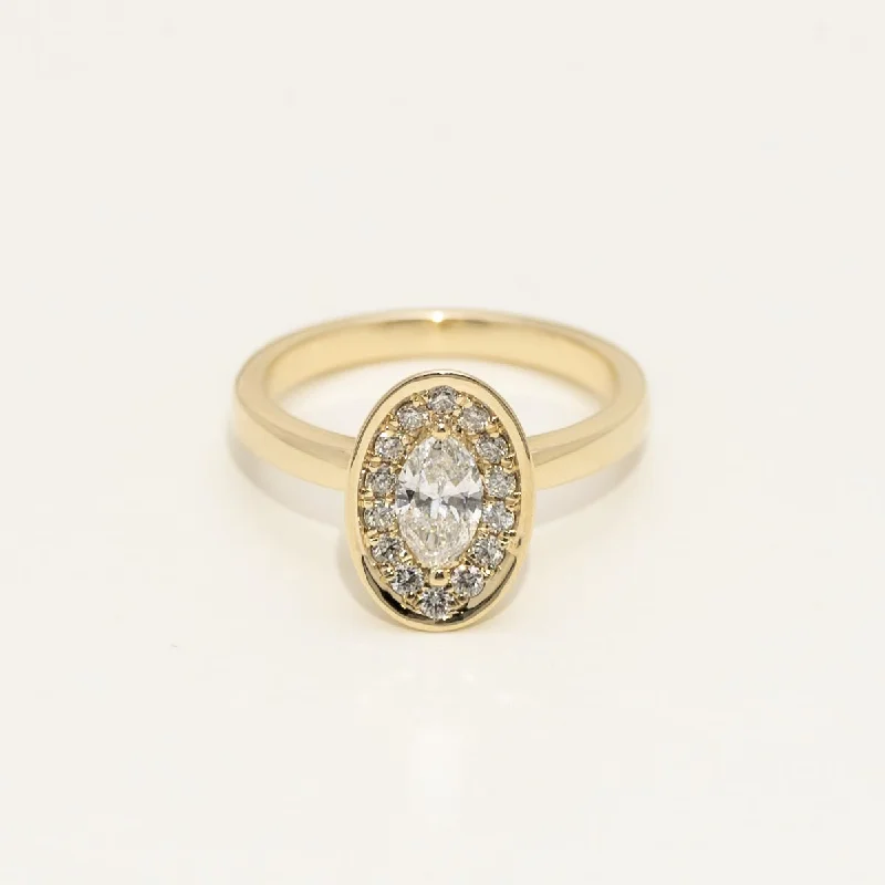 Marquise Diamond Halo Engagement Ring in 14kt Yellow Gold (3/4ct tw)