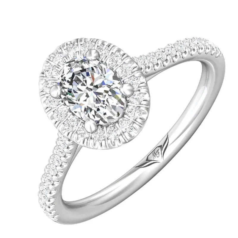 Martin Flyer Oval Diamond Halo Engagement Ring in Platinum (1 1/2ct tw)