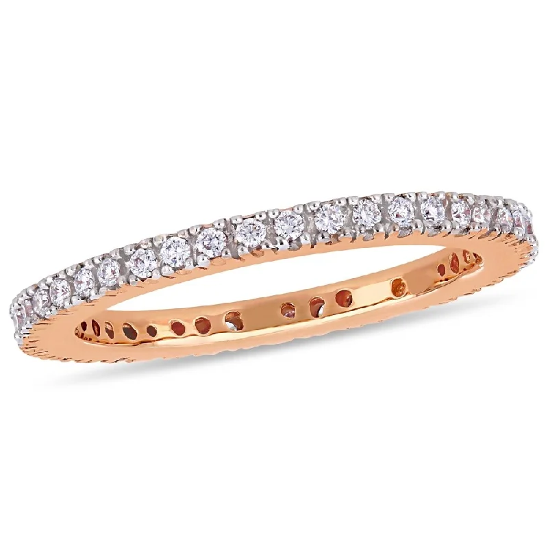 Miadora 14k Rose Gold 1/4ct TDW Diamond Stackable Full-Eternity Wedding Band