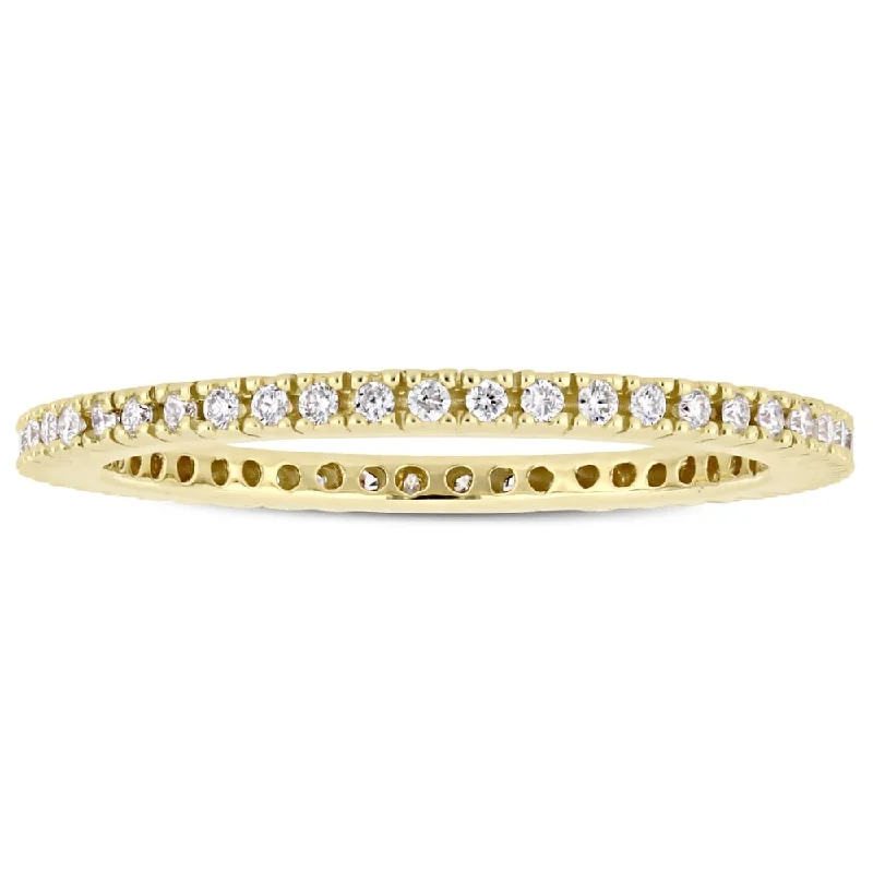 Miadora 14k Yellow Gold 1/3ct TDW Diamond Full Eternity Wedding Band