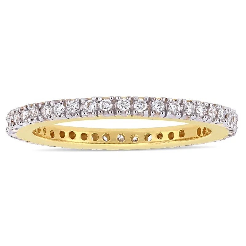 Miadora 14k Yellow Gold 1/4ct TDW Diamond Stackable Full-Eternity Wedding Band