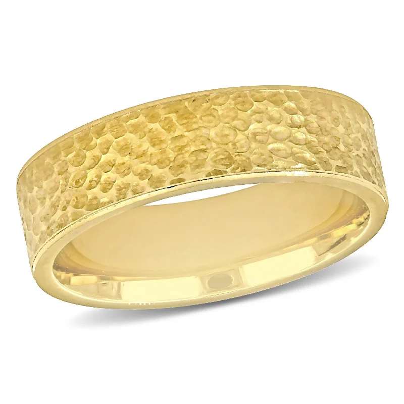 Miadora 6 mm Mens Hammered Finish Wedding Band in 14k Yellow Gold