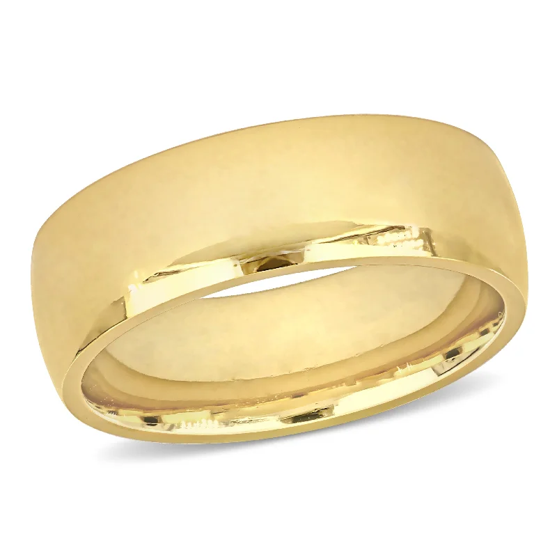 Miadora Mens 7.5 mm Polished Finish Comfort Fit Wedding Band in 14k Yellow Gold