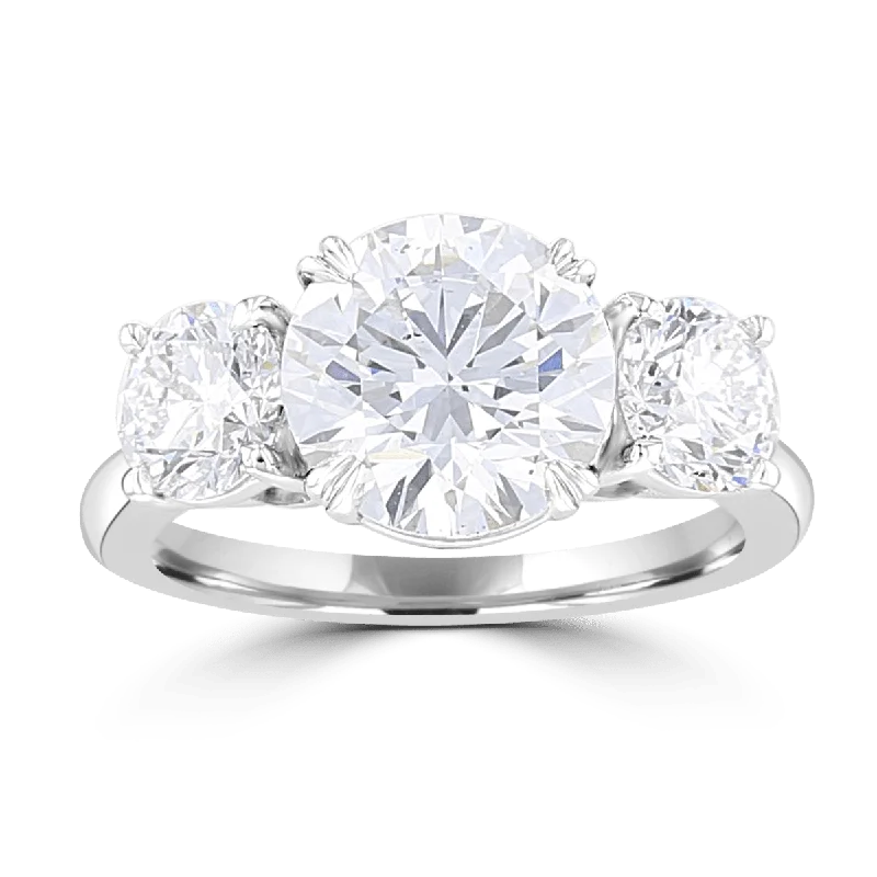 Platinum 4.44 CTW Round Diamond 3 Stone Ring