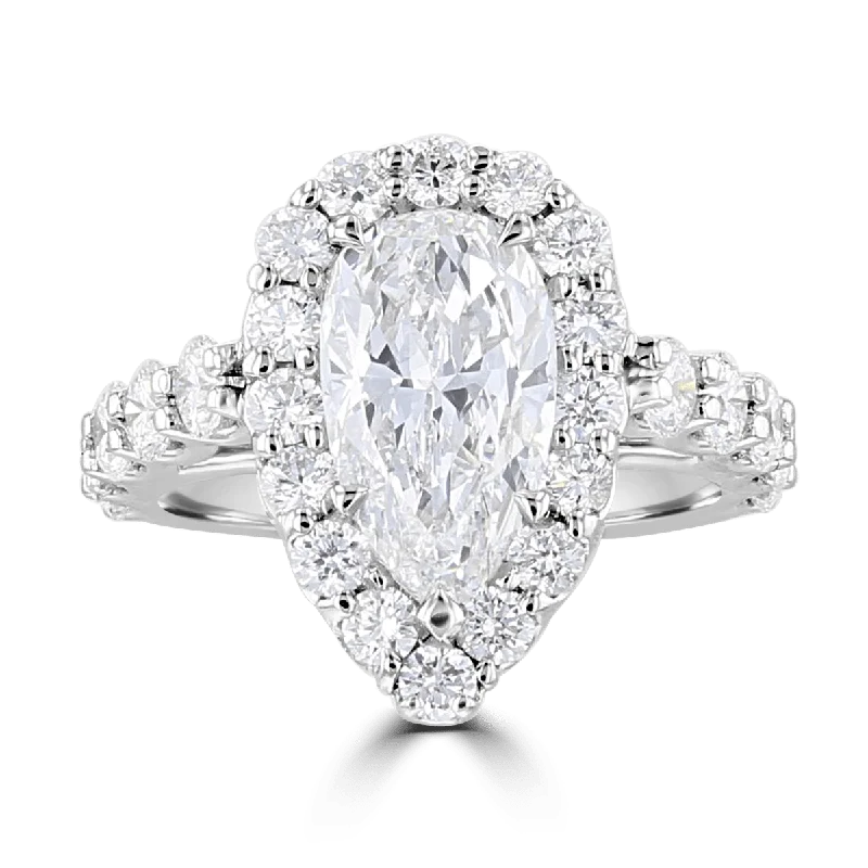 Platinum 5.01 CTW Diamond Accent Pear Shape Halo Ring