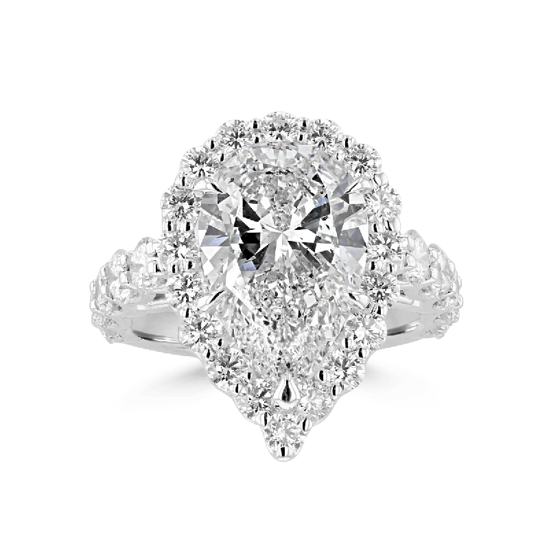 Platinum 7.82 CTW Diamond Pear Shape Halo Ring