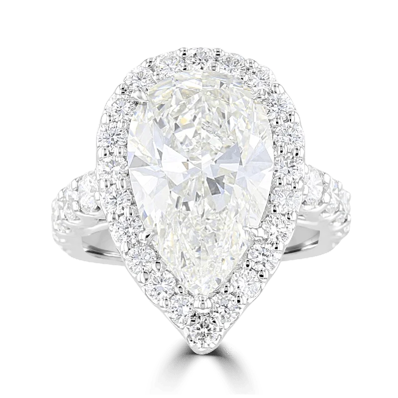 Platinum 9.08 CTW Diamond Accent Pear Shape Halo Ring