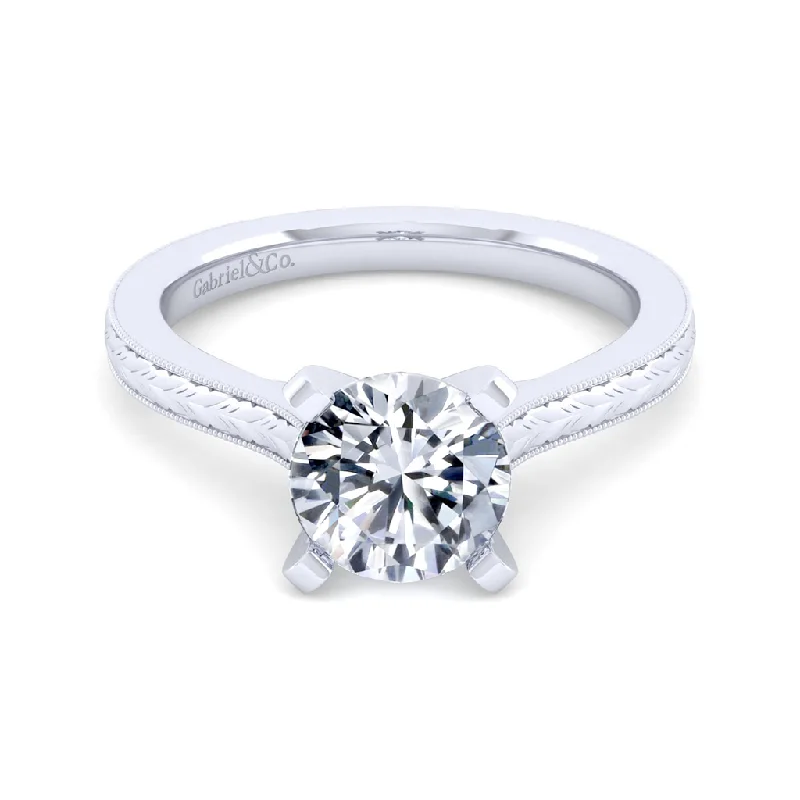 Platinum 'Alma' Vintage Inspired Solitaire Engagement Ring