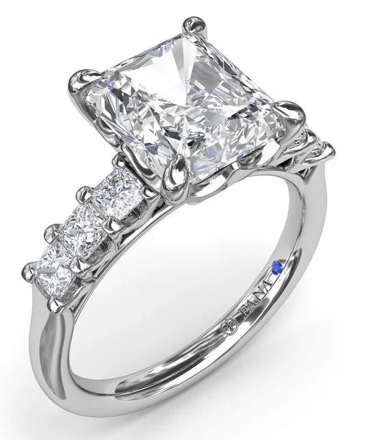 Princess Cut Side Stone Diamond Engagement Ring