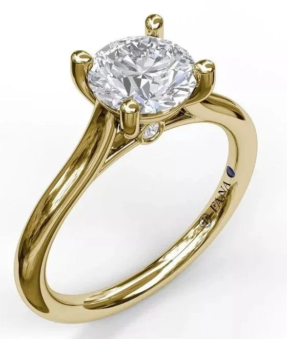 Round Solitaire With Cathedral Band Engagement Ring